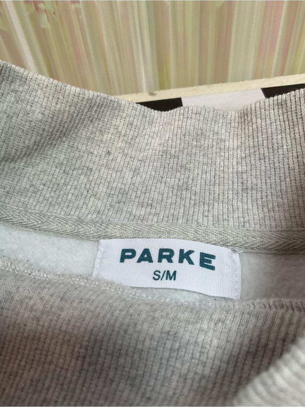 Parker Light Gray Crewneck Sweatshirt with Teal Logo - Picture 3 of 9